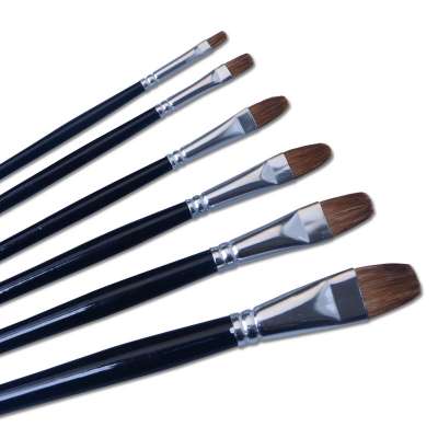 OEM 6 pcs/set Weasel Hair Black Wood Handle Artist Paint Brush Set Painting  Brush Set