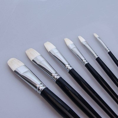 Oem Factory Goat Hair Black Wooden Handle 12 Pcs/set Artist Brush For Oil Paint Gouache Paint Acrylic Paint