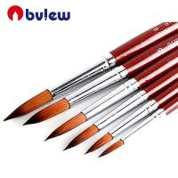 6pieces Fine Art Watercolor Paint Brush Red handle Nylon Hair Artist Brush