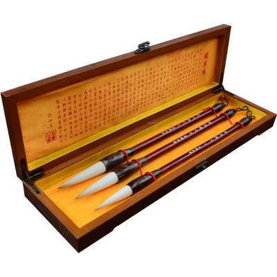 Antique High Quality  Chinese Calligraphy Brush Set Handmade Wooden Handle Brush